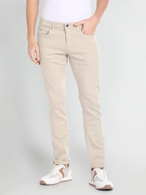 arrow sport beige slim fit jeans