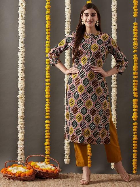 fashor multicolored printed straight kurta