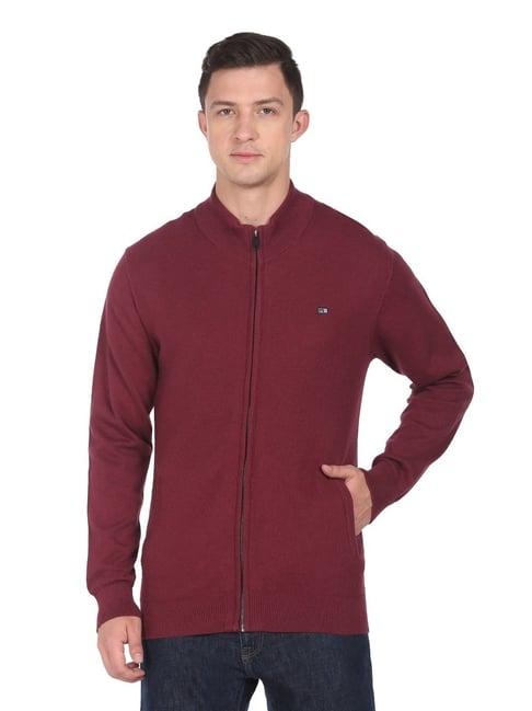 arrow sport burgundy regular fit sweater