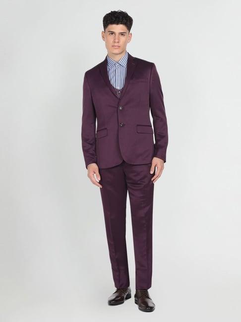 arrow wine regular fit three piece suit