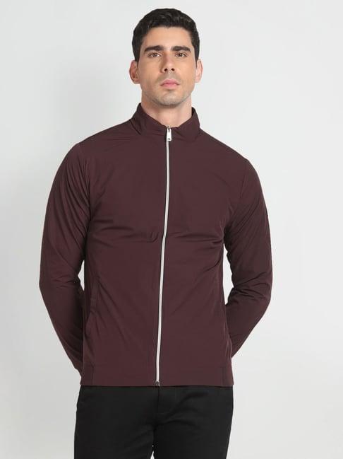 arrow sport maroon regular fit jacket