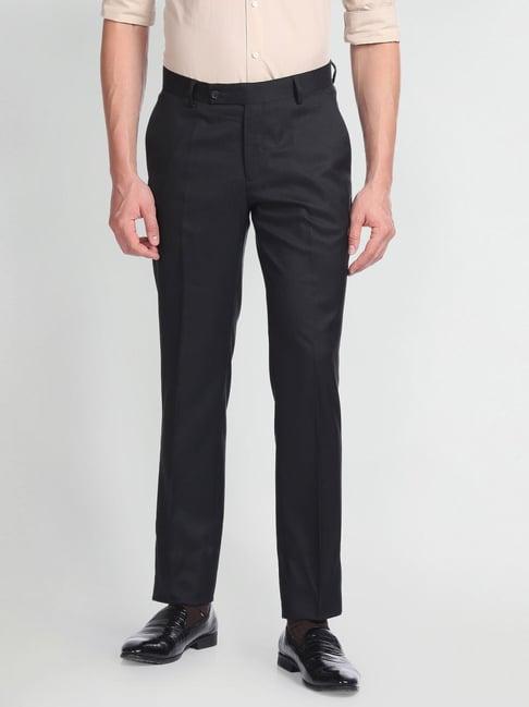 arrow z black regular fit trousers