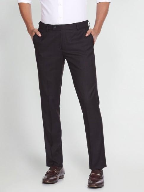 arrow wine regular fit texture trousers