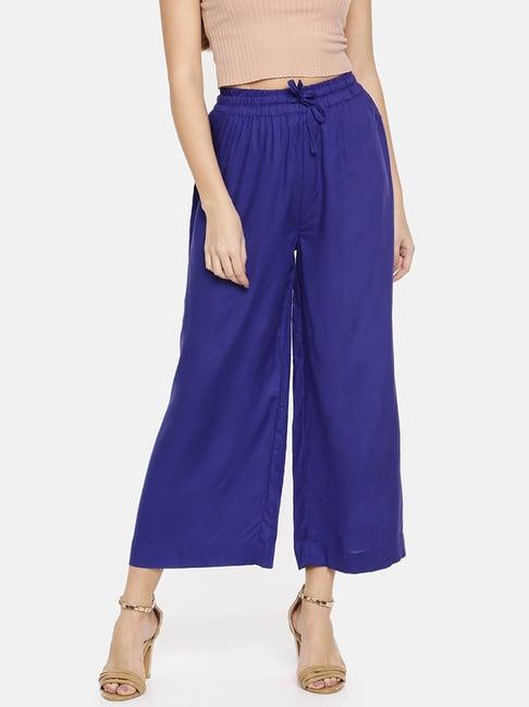 twin birds blue mid rise palazzos