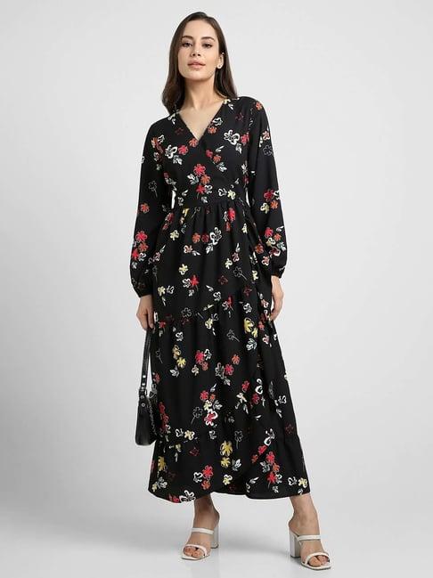 allen solly black printed maxi dress