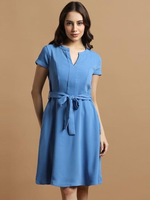 allen solly blue a-line dress