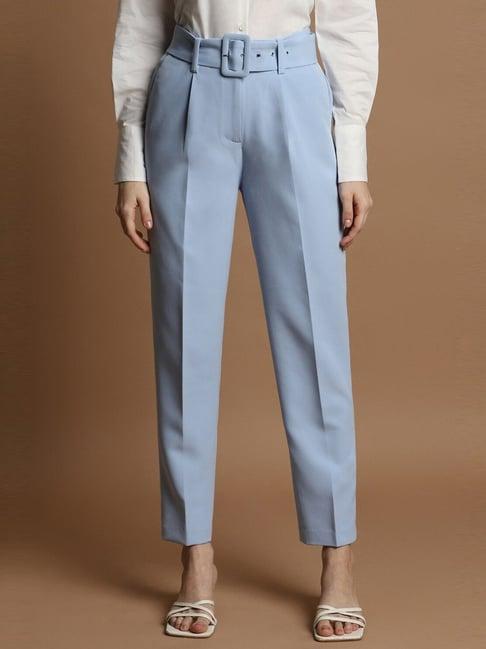 allen solly blue mid rise trousers