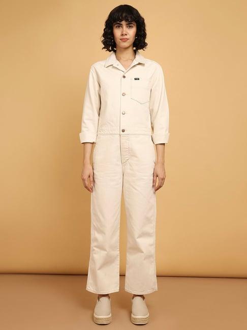 wrangler off white cotton jumpsuit