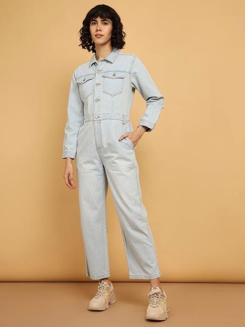 wrangler light blue denim jumpsuit