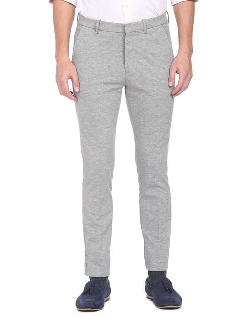 arrow new york charcoal slim fit trousers