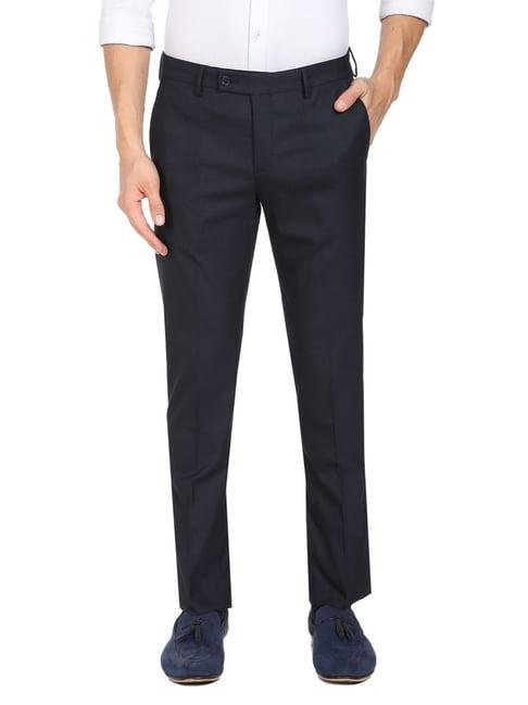 arrow mid navy regular fit trousers