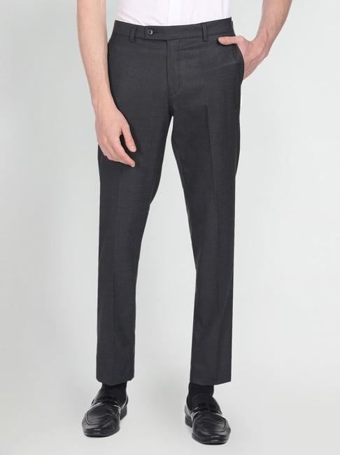 arrow grey melange regular fit trousers