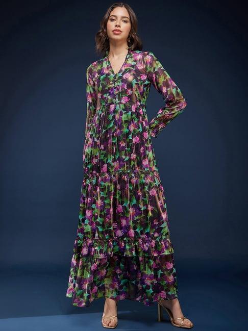 fablestreet multicolor floral print maxi dress