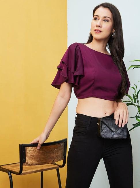 globus purple regular fit crop top