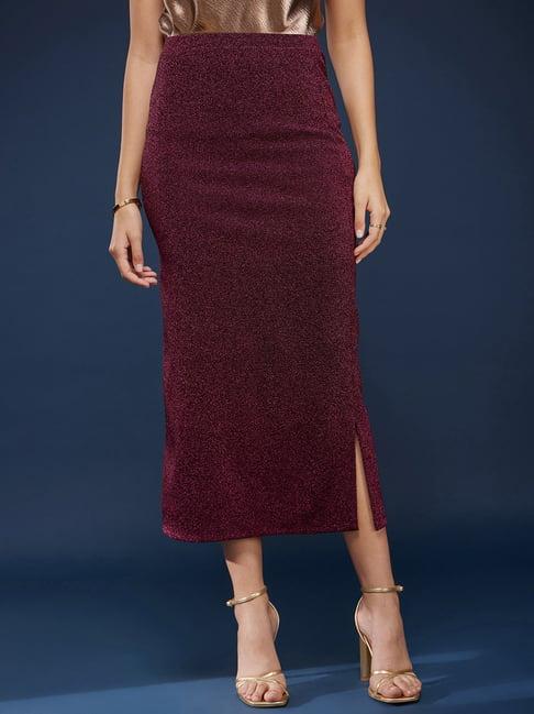 fablestreet maroon midi skirt