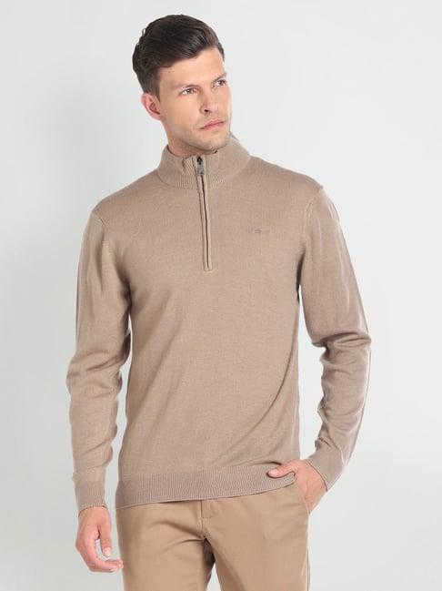 arrow light brown regular fit sweater