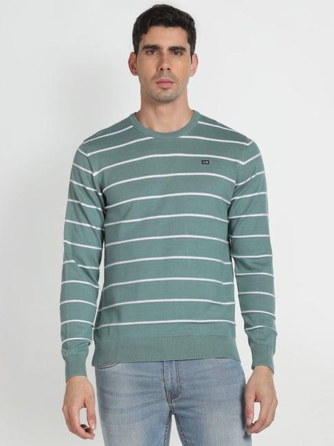 arrow sport sage cotton regular fit striped sweater