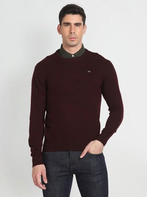 arrow sport burgundy regular fit sweater