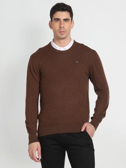 arrow sport dark brown regular fit sweater