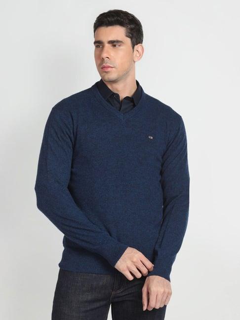 arrow sport navy blue regular fit sweater