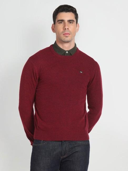 arrow sport red regular fit sweater