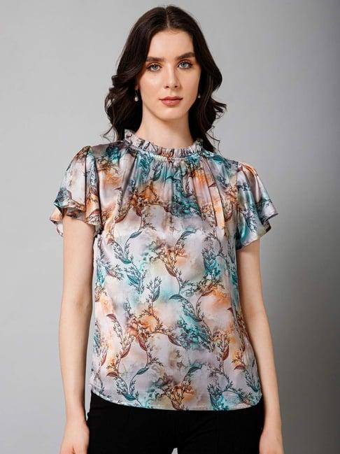 purys grey floral print top