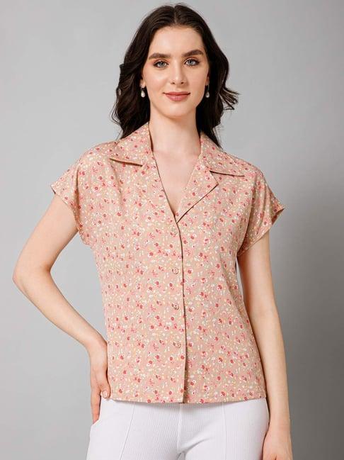 purys beige floral print shirt