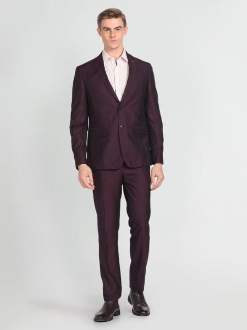 arrow maroon regular fit two piece suit