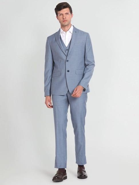 arrow light blue regular fit three piece suit