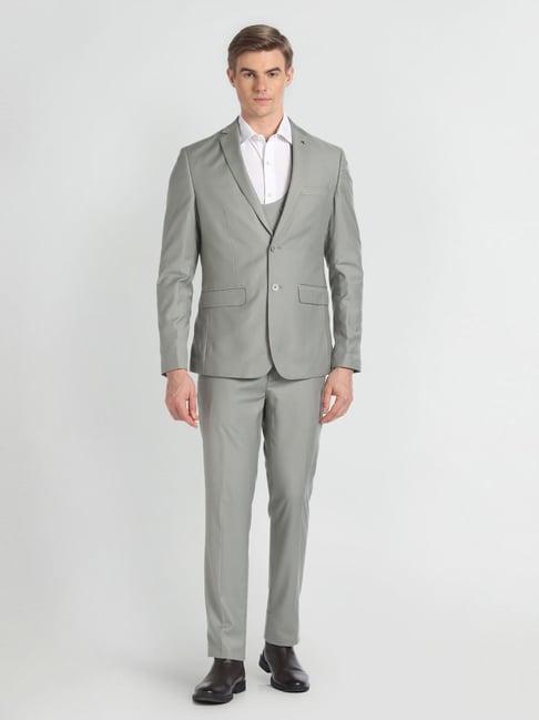 arrow grey regular fit three piece suit