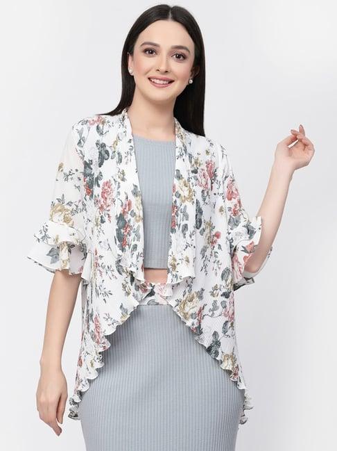 lela white printed shrug