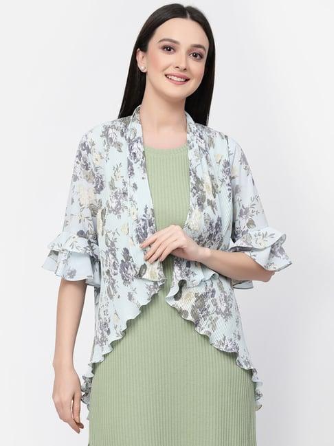 lela blue printed shrug