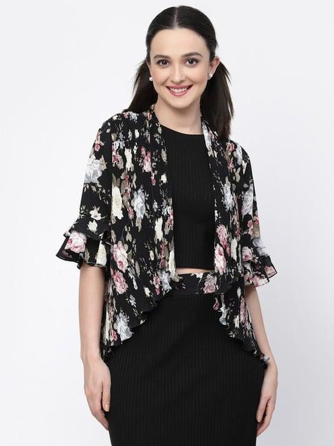 lela black printed shrug