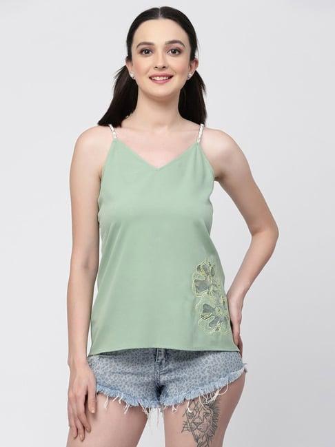 lela green embroidered top