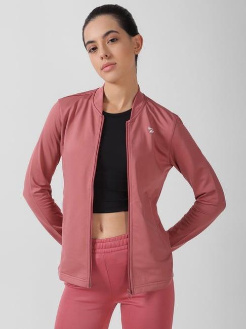 reebok pink logo print sports jacket