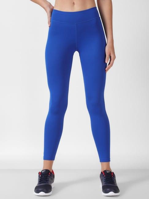 reebok blue mid rise sports tights