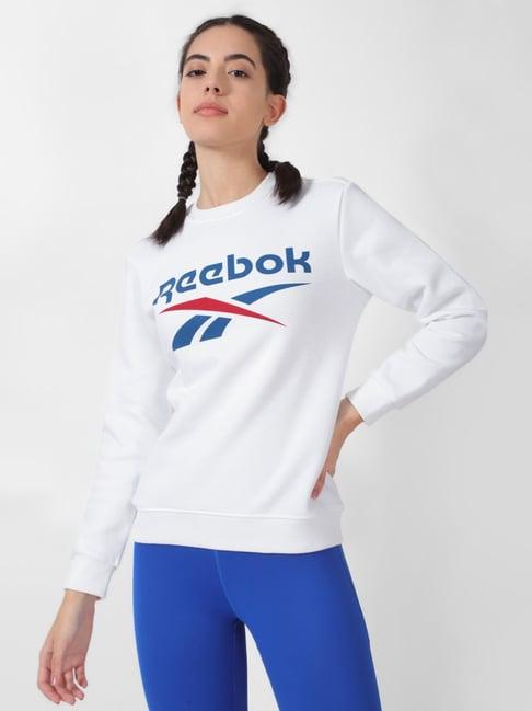 reebok white logo print sweatshirt