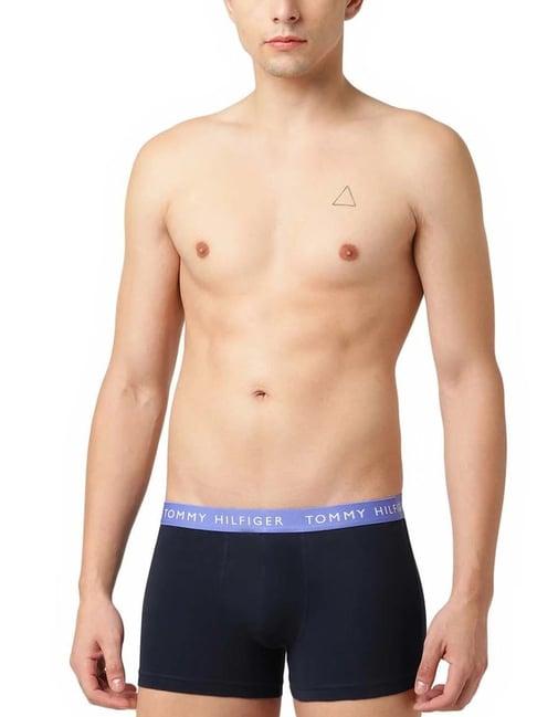 tommy hilfiger oatmilk & iris blue cotton regular fit trunks