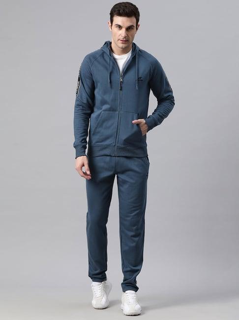 alcis teal regular fit printed tracksuit