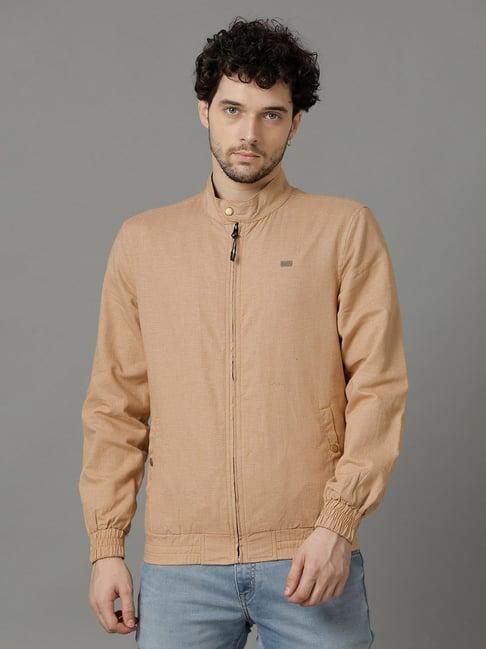 cavallo by linen club brown regular fit cotton linen jacket