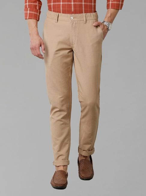 cavallo by linen club yellow contemporary fit cotton linen elasticated trousers