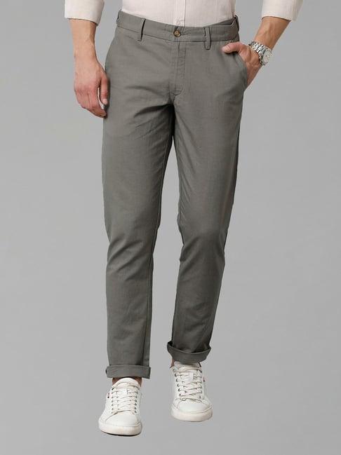 cavallo by linen club grey contemporary fit cotton linen flat front trousers