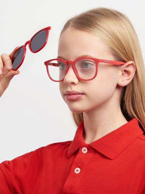 polaroid red rectangular sunglasses for kids