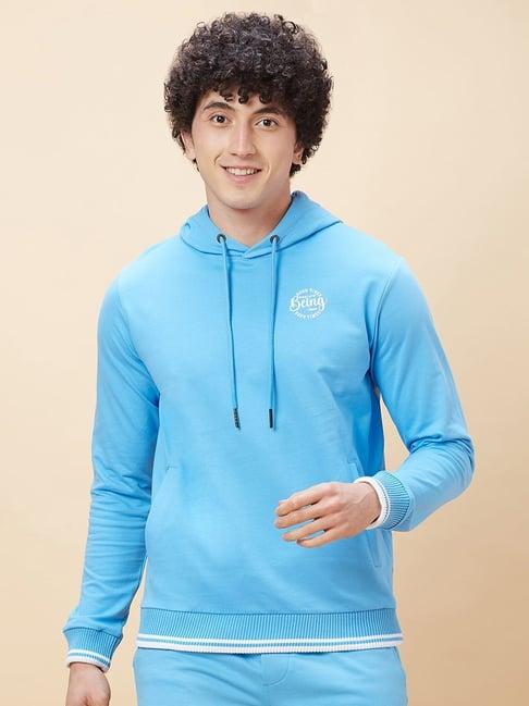 being human blue regular fit hooded sweatshirt