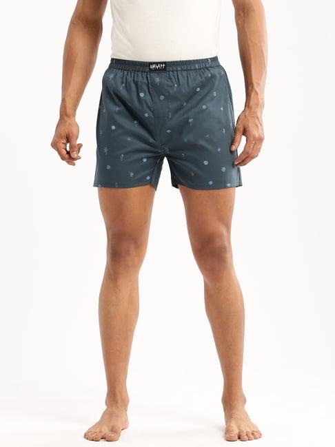 showoff teal slim fit printed boxers