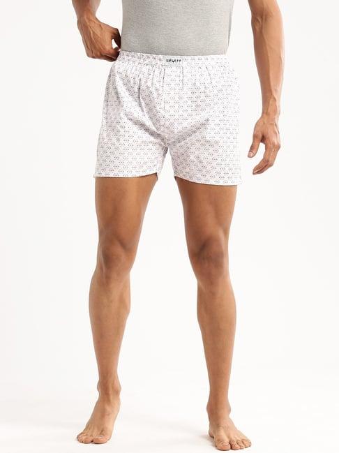 showoff white slim fit printed boxers