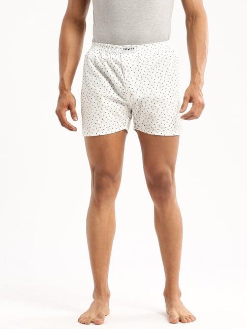 showoff white slim fit printed boxers