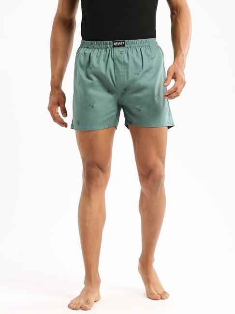 showoff green slim fit printed boxers