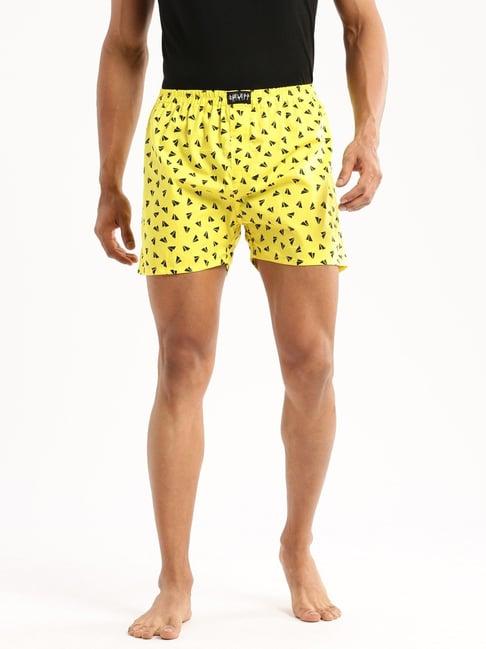 showoff yellow slim fit printed boxers