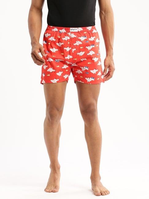 showoff red slim fit printed boxers